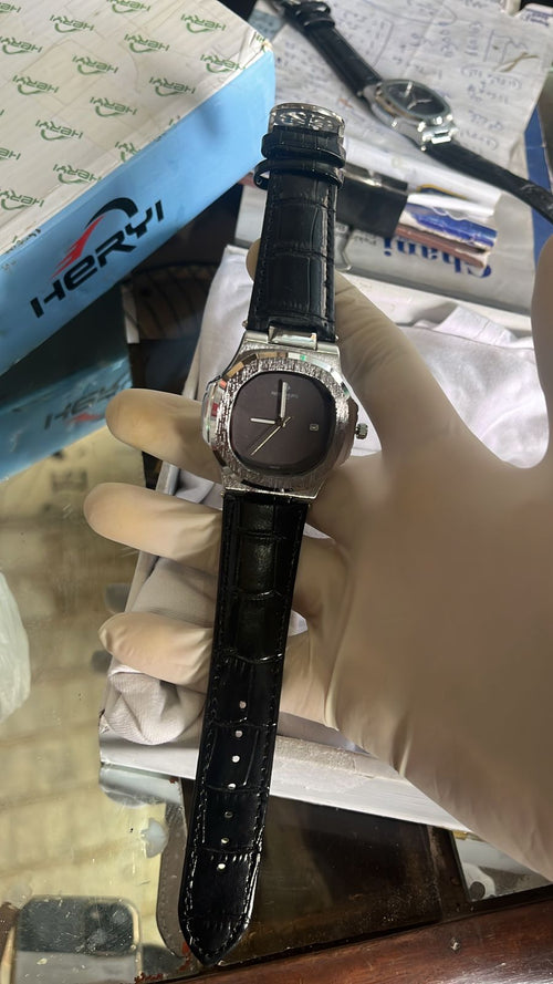 PATEK PHILIPPE Martyn Line Black Leather Watch